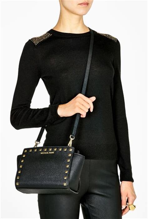 michael kors selma medium perforated leather messenger|Michael Kors Selma Medium Messenger .